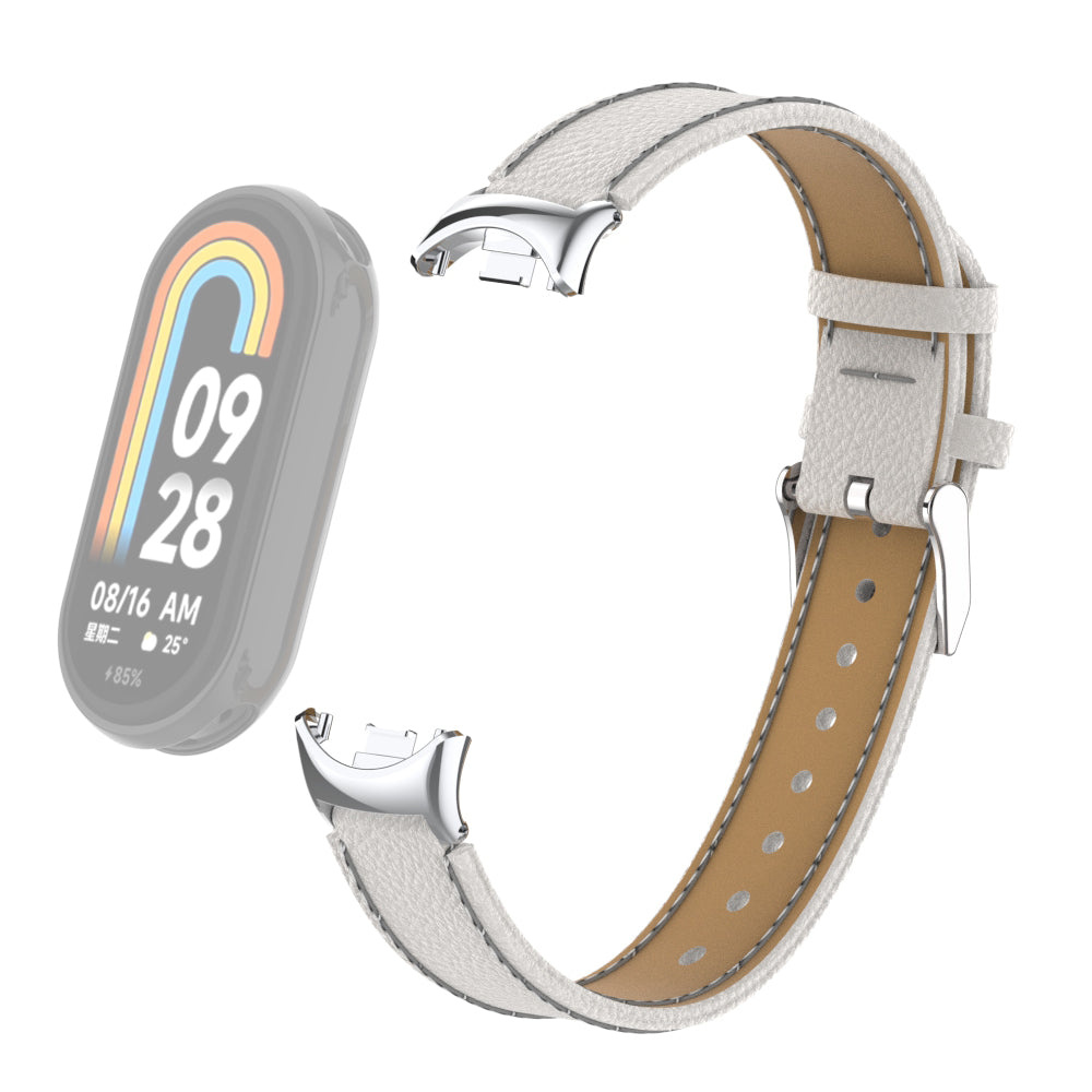 For Xiaomi Smart Band 8 Genuine Cow Leather Watch Band Litchi Texture Watch Strap with Connector For Xiaomi Smart Band 8 Genuine Cow Leather Watch Band Litchi Texture Watch Strap with Connector